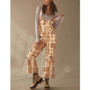 Free People Alpine Glow Printed Snow Bib in Brushed Sail Paisley Size XS NWT